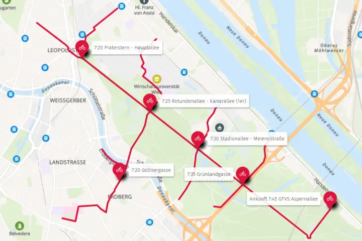 Karte Bicibus Routen
