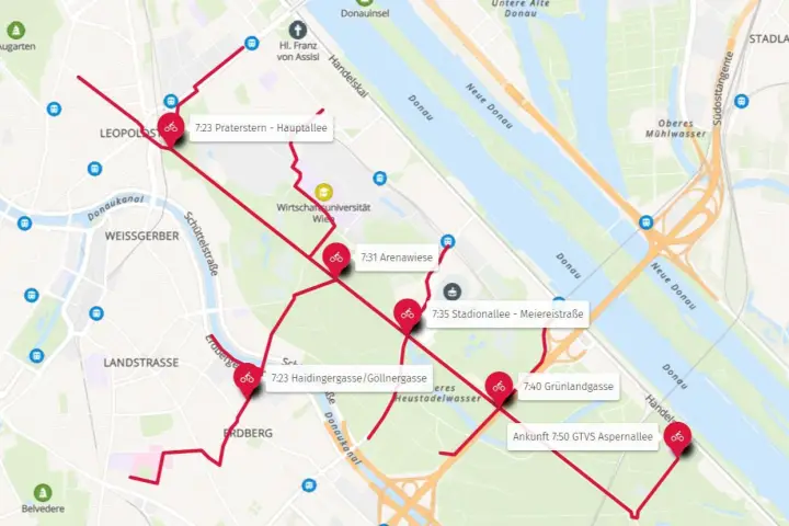 Bicibus Karte und neue Zeiten